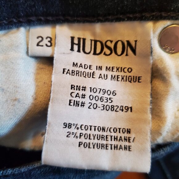 Hudson Ciara S. Distressed Dark Wash Skinny Jeans Exposed Button Mid Rise sz 23 - Picture 6 of 7